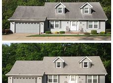 A before and after picture of the same house.