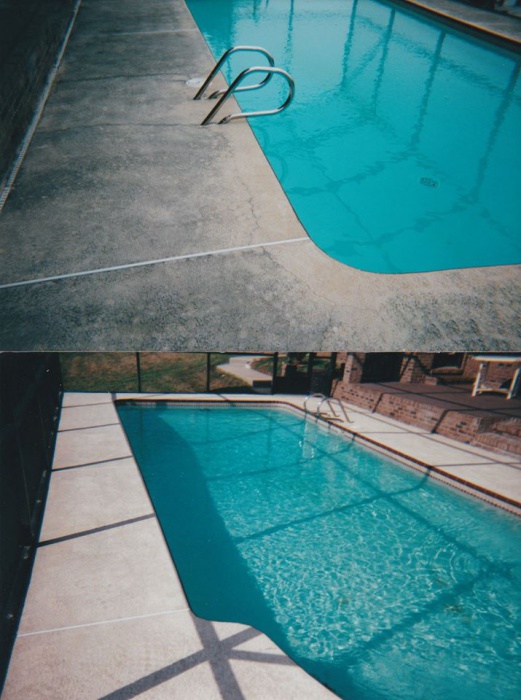 A before and after picture of a pool.